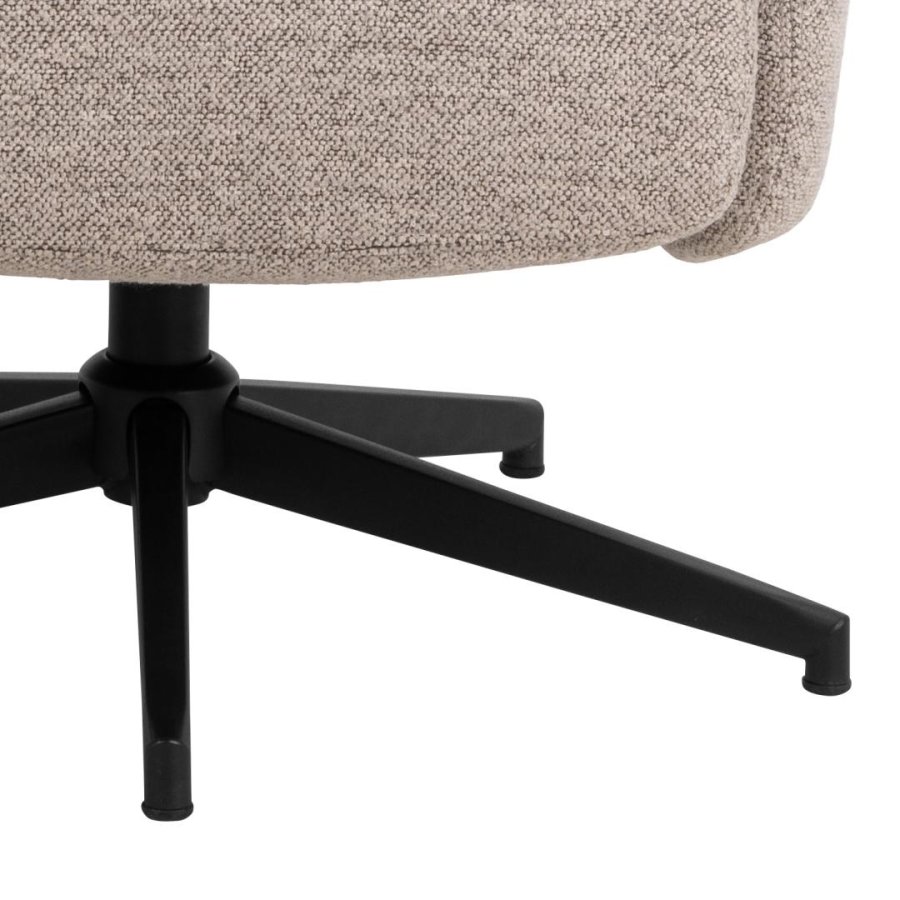 ACT NORDIC London recliner med fodskammel, Monza stof beige 60, 5-stjernet Stel mat sort ru pulverlakeret stl med horisontal syning og manuel udlser