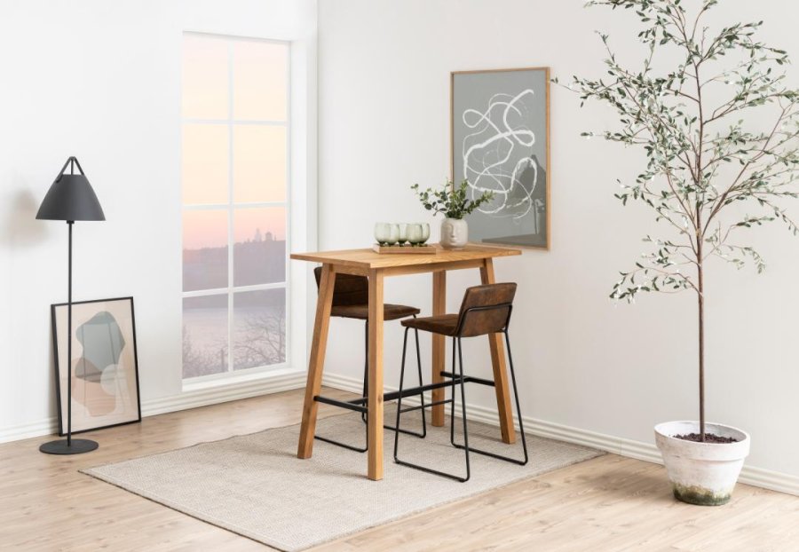 ACT NORDIC Chara rektangulr barbord, Top og Stel vild eg olieret egefiner med fodsttte, 117x58x105 cm