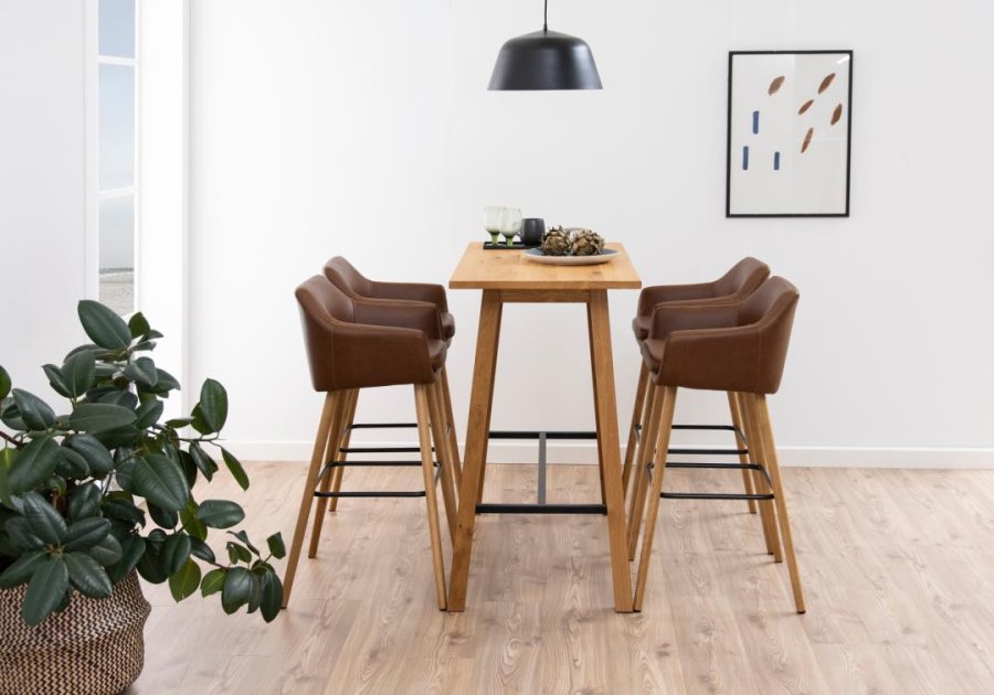 ACT NORDIC Chara rektangulr barbord, Top og Stel vild eg olieret egefiner med fodsttte, 117x58x105 cm