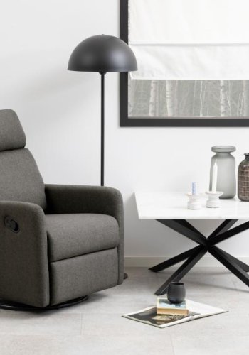 ACT NORDIC Mikkeli recliner, Sawana stof gr 5, Stel mat sort pulverlakeret stl med drejefunktion, manuel udlser, posefjedre og rocking funktion, 67x93.5x99 cm