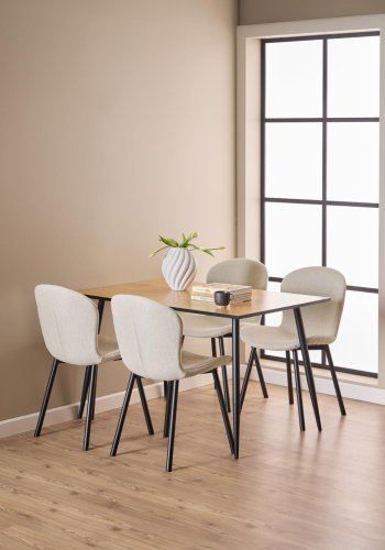 ACT NORDIC Esra spisebordsstol, Apia stof beige 453, Stel mat sort ru pulverlakeret stl med lynls, kasse 2 stk, kasse 3 af 3