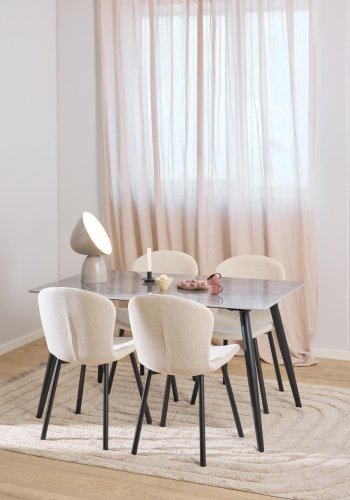 ACT NORDIC Esra spisebordsstol, Apia stof beige 453, Stel mat sort ru pulverlakeret stl med lynls, kasse 2 stk, kasse 3 af 3