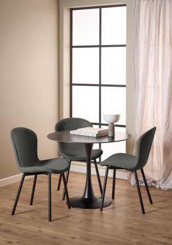 ACT NORDIC Esra spisebordsstol, Apia stof mrkegr 458, Stel mat sort ru pulverlakeret stl med lynls, kasse 2 stk