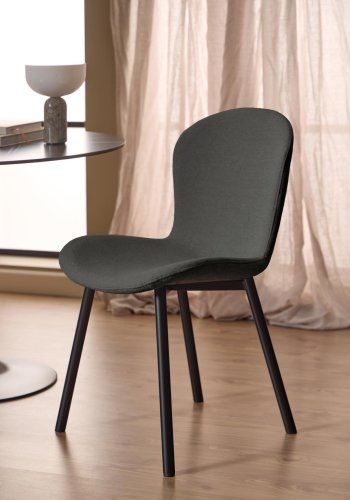 ACT NORDIC Esra spisebordsstol, Apia stof mrkegr 458, Stel mat sort ru pulverlakeret stl med lynls, kasse 2 stk