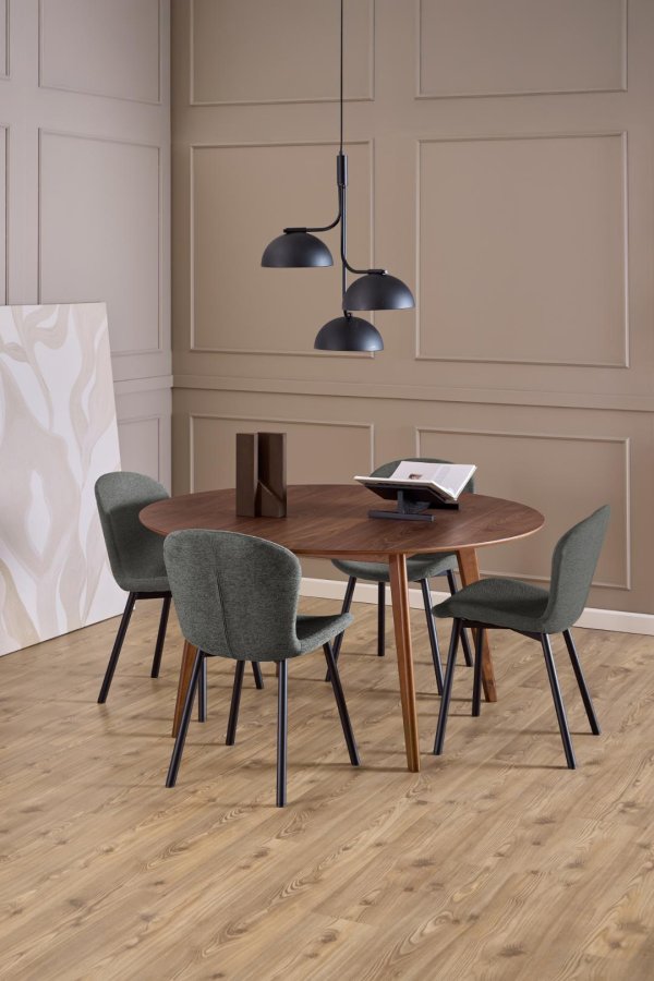 ACT NORDIC Esra spisebordsstol, Apia stof mrkegr 458, Stel mat sort ru pulverlakeret stl med lynls, kasse 2 stk