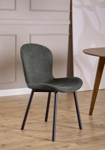 ACT NORDIC Esra spisebordsstol, Apia stof mrkegr 458, Stel mat sort ru pulverlakeret stl med lynls, kasse 2 stk