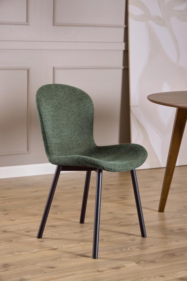 ACT NORDIC Esra spisebordsstol, Apia stof grn 352, Stel mat sort ru pulverlakeret stl med lynls, kasse 2 stk