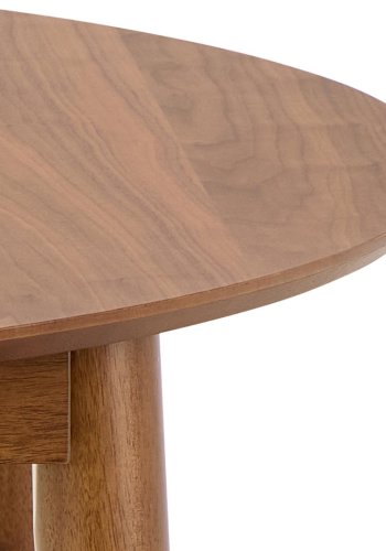 ACT NORDIC Montreux rund spisebord, Top mat valnd acryl lak finer, Stel valndbejdset acryl lak gummitr med butterfly udtrk og tillgsplade opbevaring, 115/154x75 cm