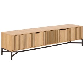 ACT NORDIC Jaipur TV bord, Top, Ramme og 3 Dr eg ru melamin, Stel mat sort ru pulverlakeret stl, 176.4x40x45 cm