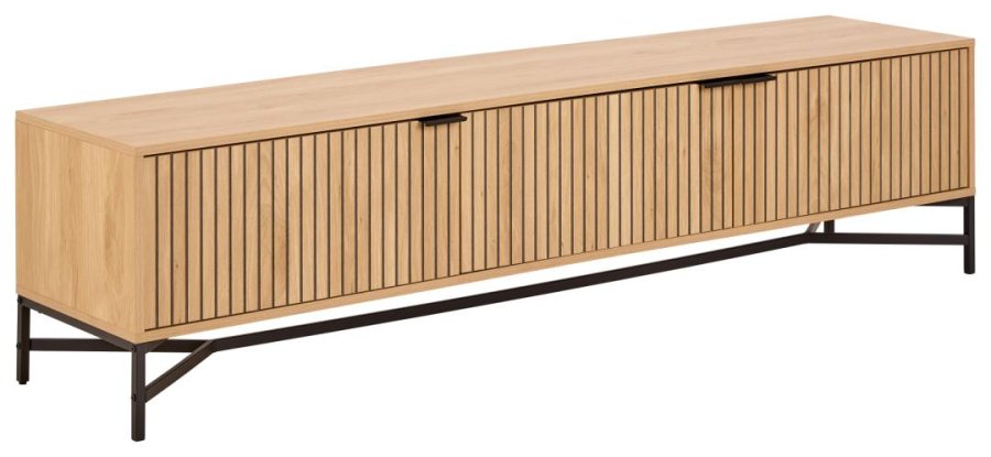 ACT NORDIC Jaipur TV bord, Top, Ramme og 3 Dr eg ru melamin, Stel mat sort ru pulverlakeret stl, 176.4x40x45 cm