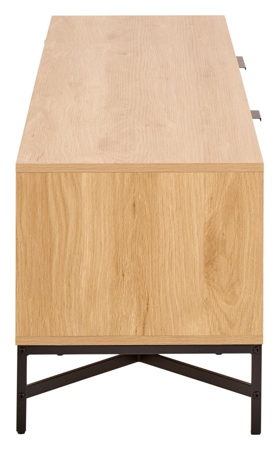 ACT NORDIC Jaipur TV bord, Top, Ramme og 3 Dr eg ru melamin, Stel mat sort ru pulverlakeret stl, 176.4x40x45 cm