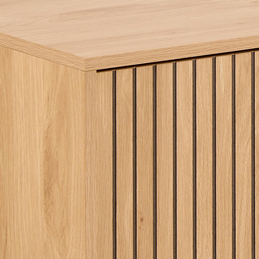 ACT NORDIC Jaipur TV bord, Top, Ramme og 3 Dr eg ru melamin, Stel mat sort ru pulverlakeret stl, 176.4x40x45 cm