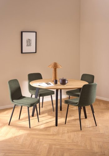 ACT NORDIC Becca spisebordsstol, Basel stof grn 77, Stel mat sort ru pulverlakeret stl, kasse 4 stk