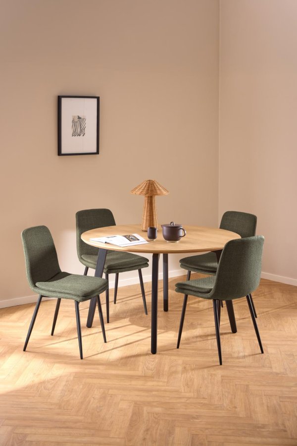 ACT NORDIC Becca spisebordsstol, Basel stof grn 77, Stel mat sort ru pulverlakeret stl, kasse 4 stk