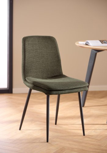 ACT NORDIC Becca spisebordsstol, Basel stof grn 77, Stel mat sort ru pulverlakeret stl, kasse 4 stk