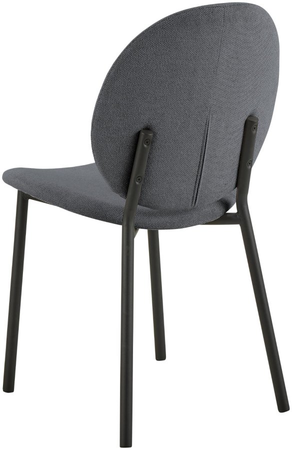 ACT NORDIC Cliff spisebordsstol, Caso stof antracit 17, Stel mat sort ru pulverlakeret stl med lynls, kasse 2 stk