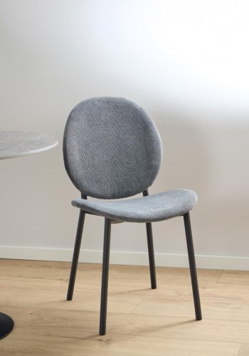 ACT NORDIC Cliff spisebordsstol, Caso stof antracit 17, Stel mat sort ru pulverlakeret stl med lynls, kasse 2 stk