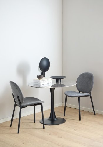 ACT NORDIC Cliff spisebordsstol, Caso stof antracit 17, Stel mat sort ru pulverlakeret stl med lynls, kasse 2 stk