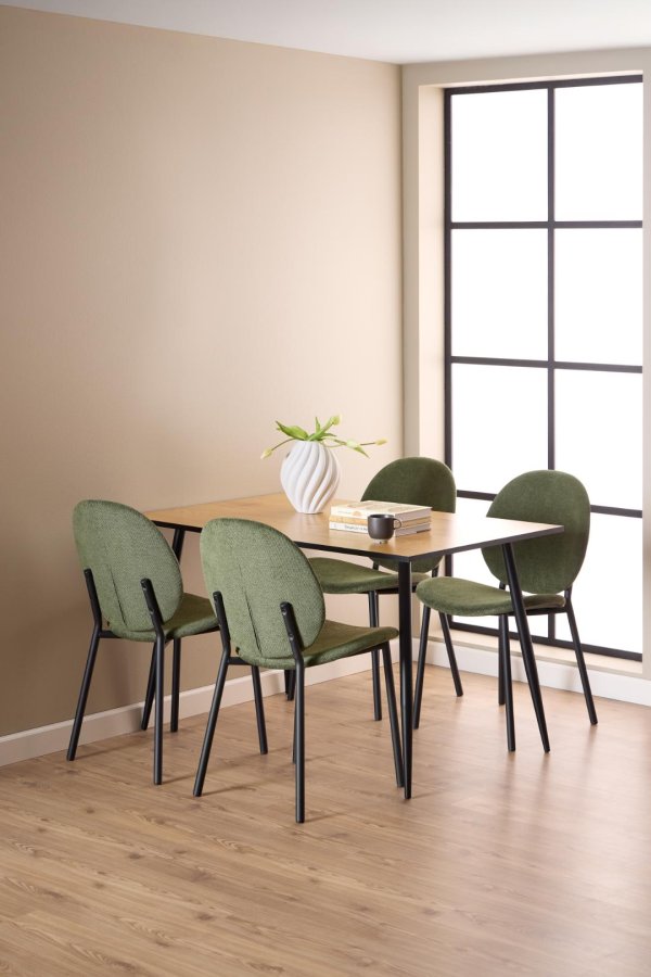 ACT NORDIC Cliff spisebordsstol, Caso stof skovgrn 162, Stel mat sort ru pulverlakeret stl med lynls, kasse 2 stk, kasse 3 af 3