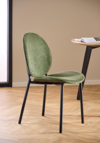 ACT NORDIC Cliff spisebordsstol, Caso stof skovgrn 162, Stel mat sort ru pulverlakeret stl med lynls, kasse 2 stk, kasse 3 af 3