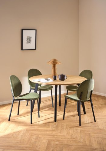 ACT NORDIC Cliff spisebordsstol, Caso stof skovgrn 162, Stel mat sort ru pulverlakeret stl med lynls, kasse 2 stk, kasse 3 af 3