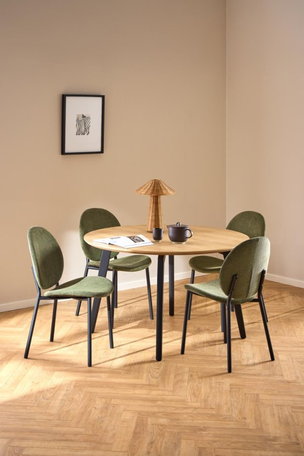 ACT NORDIC Cliff spisebordsstol, Caso stof skovgrn 162, Stel mat sort ru pulverlakeret stl med lynls, kasse 2 stk, kasse 3 af 3