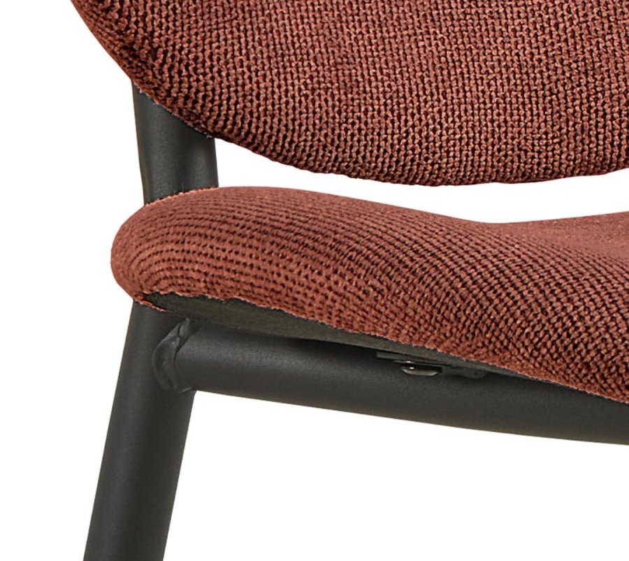 ACT NORDIC Cliff spisebordsstol, Caso stof terracotta 18, Stel mat sort ru pulverlakeret stl med lynls, kasse 2 stk