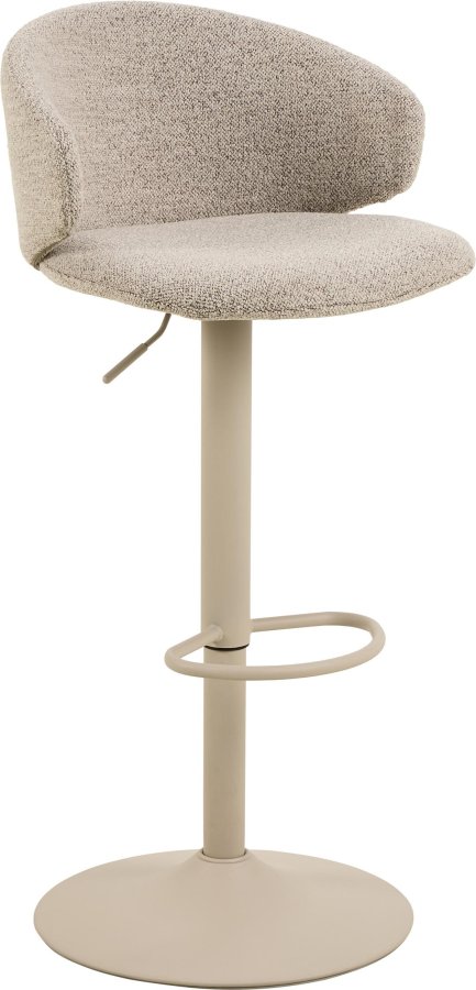 ACT NORDIC Ella barstol, Monza stof beige 60, trompet Stel gr ru pulverlakeret stl med drejefunktion, fodsttte, gaspatron og hndtag, kasse 2 stk