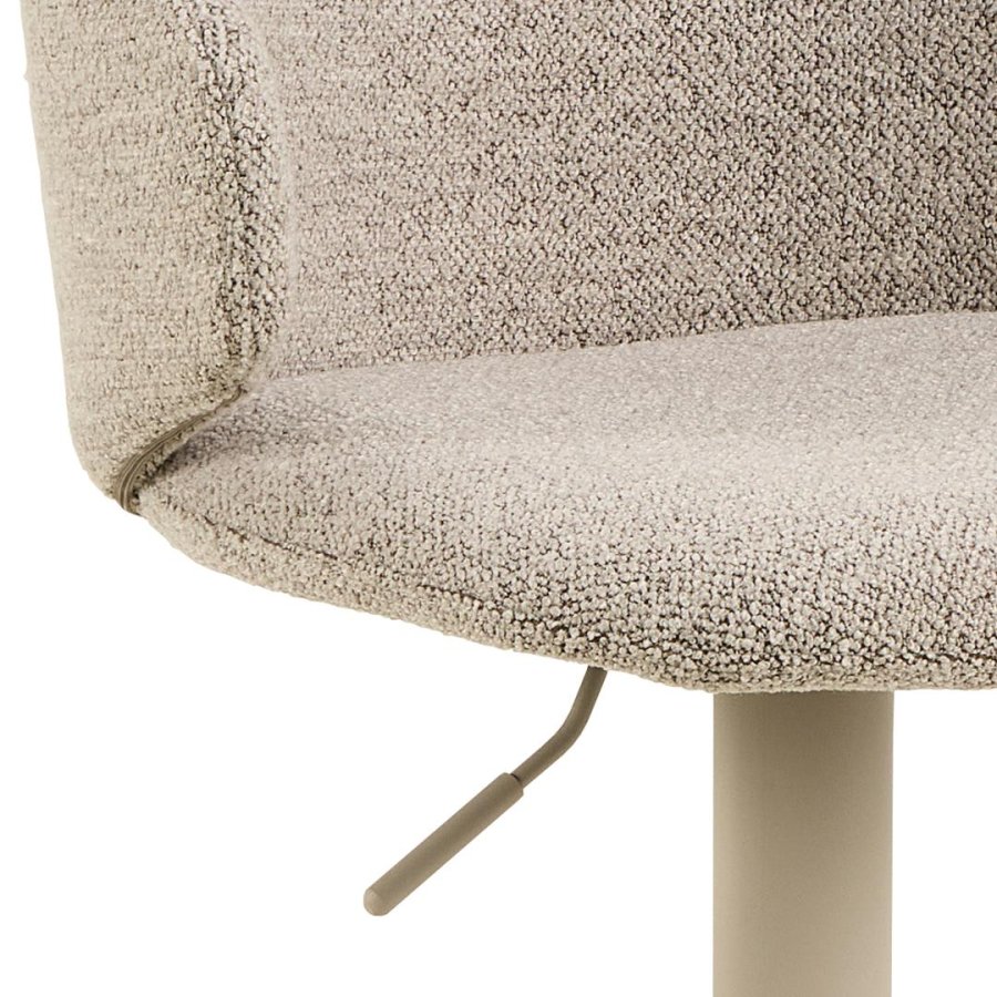 ACT NORDIC Ella barstol, Monza stof beige 60, trompet Stel gr ru pulverlakeret stl med drejefunktion, fodsttte, gaspatron og hndtag, kasse 2 stk