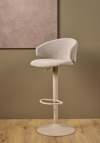 ACT NORDIC Ella barstol, Monza stof beige 60, trompet Stel gr ru pulverlakeret stl med drejefunktion, fodsttte, gaspatron og hndtag, kasse 2 stk