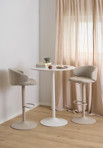 ACT NORDIC Ella barstol, Monza stof beige 60, trompet Stel gr ru pulverlakeret stl med drejefunktion, fodsttte, gaspatron og hndtag, kasse 2 stk