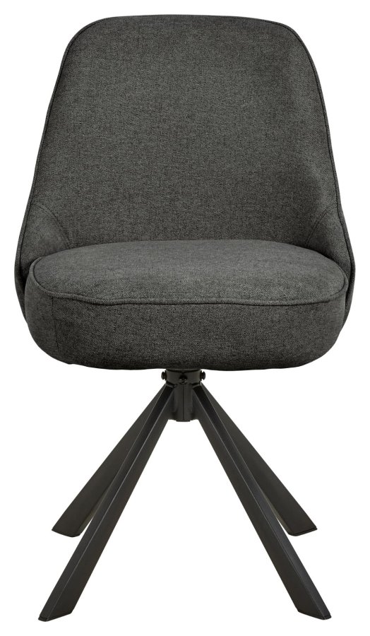 ACT NORDIC Carlton spisebordsstol, Apia stof mrkegr 458, 4-stjernet Stel mat sort ru pulverlakeret stl med drejefunktion og posefjedre, kasse 2 stk