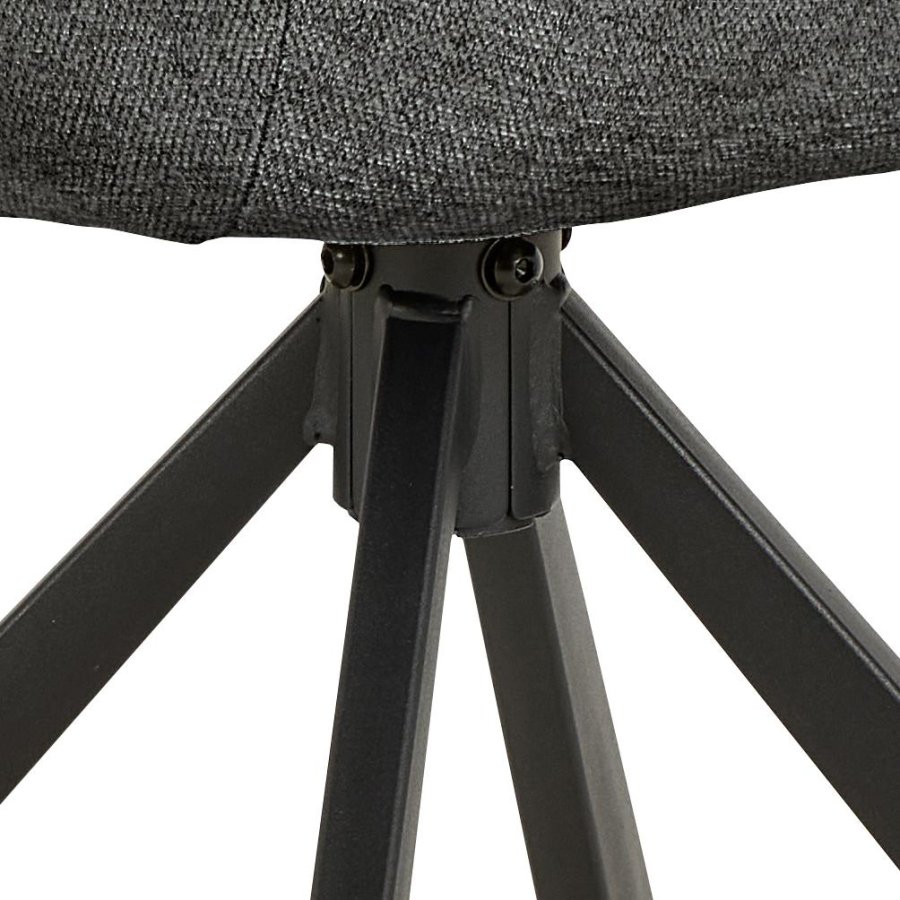 ACT NORDIC Carlton spisebordsstol, Apia stof mrkegr 458, 4-stjernet Stel mat sort ru pulverlakeret stl med drejefunktion og posefjedre, kasse 2 stk