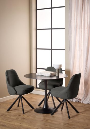 ACT NORDIC Carlton spisebordsstol, Apia stof mrkegr 458, 4-stjernet Stel mat sort ru pulverlakeret stl med drejefunktion og posefjedre, kasse 2 stk