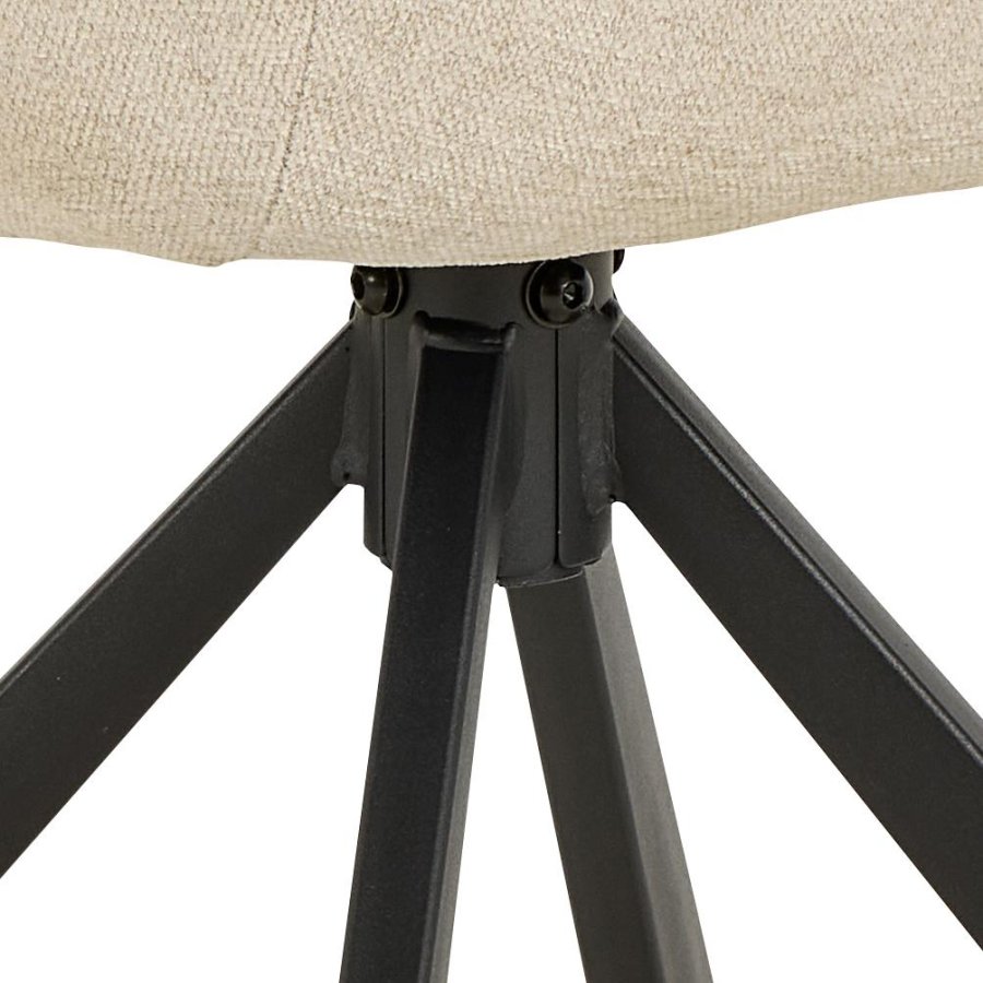 ACT NORDIC Carlton spisebordsstol, Apia stof beige 453, 4-stjernet Stel mat sort ru pulverlakeret stl med drejefunktion og posefjedre, kasse 2 stk