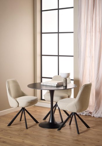 ACT NORDIC Carlton spisebordsstol, Apia stof beige 453, 4-stjernet Stel mat sort ru pulverlakeret stl med drejefunktion og posefjedre, kasse 2 stk