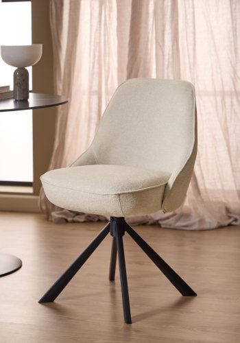 ACT NORDIC Carlton spisebordsstol, Apia stof beige 453, 4-stjernet Stel mat sort ru pulverlakeret stl med drejefunktion og posefjedre, kasse 2 stk