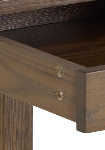 ACT NORDIC Southampton firkantet hjrnebord, Top creme poleret keramik, Skuffe og Stel rg NC lak egefiner med organisk kant og skjult opbevaring, 45x45x45 cm