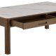 ACT NORDIC Southampton rektangulr sofabord, Top creme poleret keramik, Skuffe og Stel rg NC lak egefiner med organisk kant, skjult opbevaring og bent rum, 130x70x45 cm