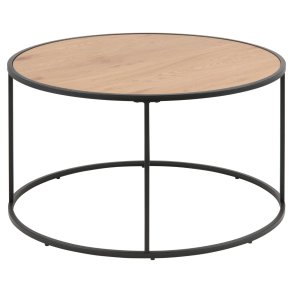 ACT NORDIC Seaford sofabord, rund - natur papir vild eg og sort metal (80)