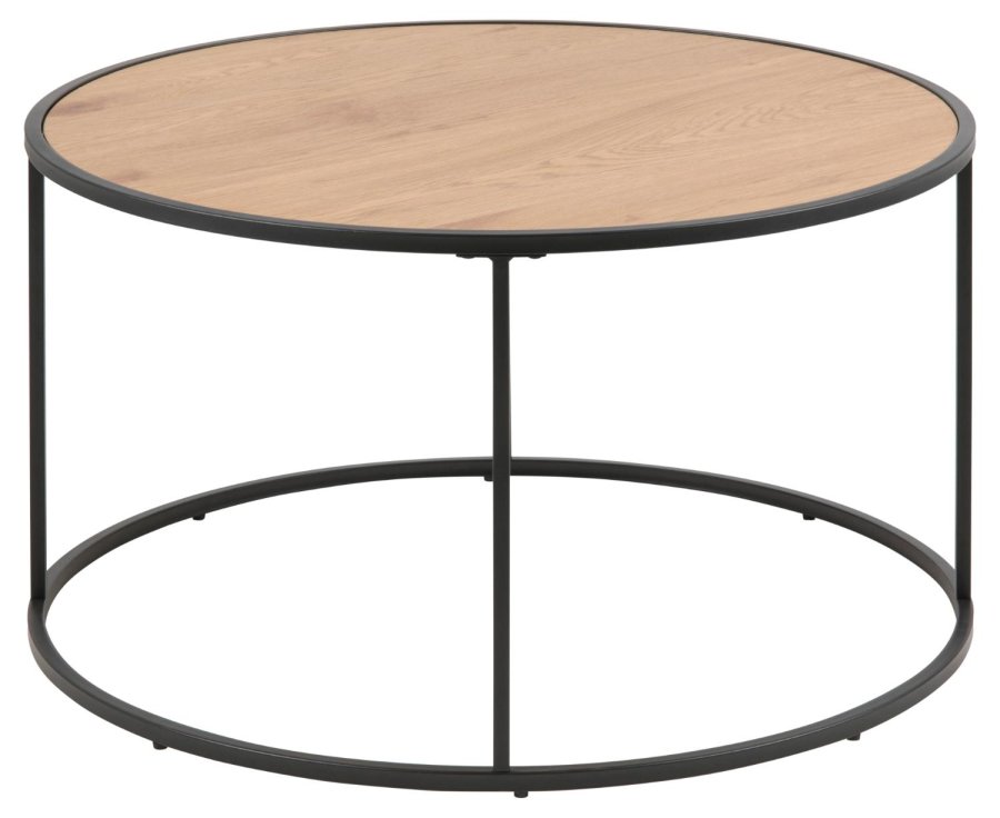 ACT NORDIC Seaford sofabord, rund - natur papir vild eg og sort metal (80)