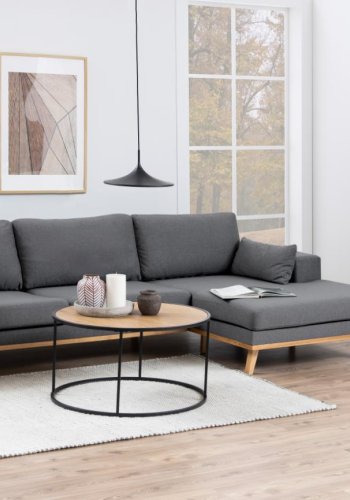 ACT NORDIC Seaford sofabord, rund - natur papir vild eg og sort metal (80)