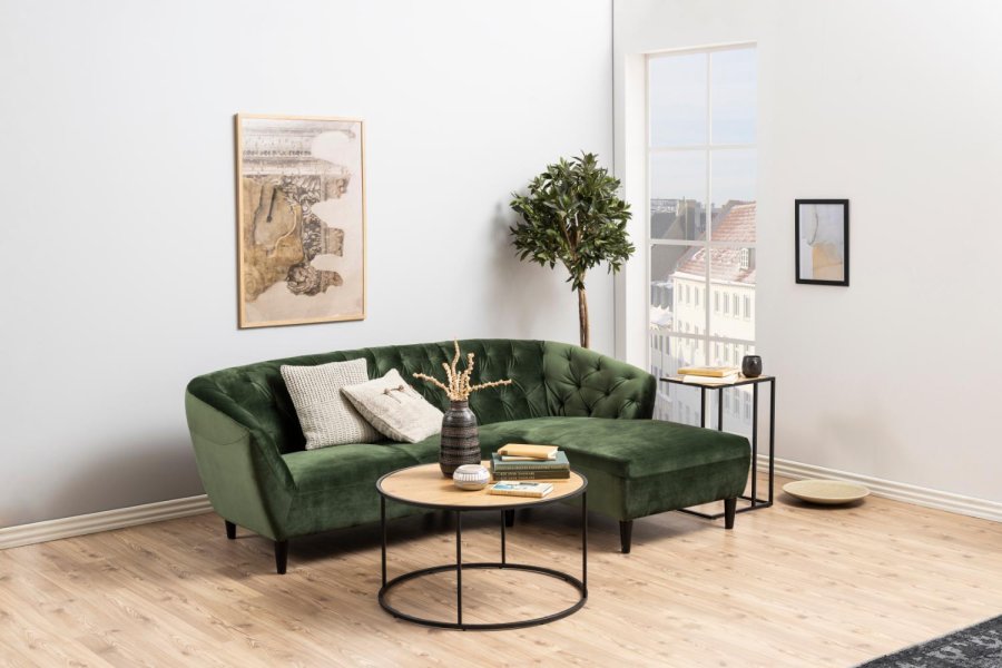 ACT NORDIC Seaford sofabord, rund - natur papir vild eg og sort metal (80)