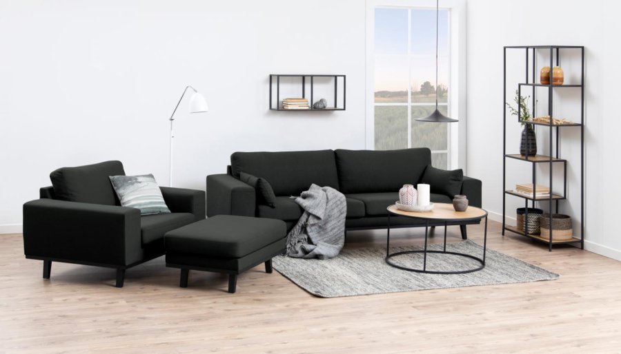 ACT NORDIC Seaford sofabord, rund - natur papir vild eg og sort metal (80)