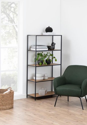 ACT NORDIC Seaford reol, m. 4 hylder - natur vild eg papir og sort metal