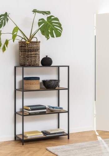 ACT NORDIC Seaford reol, m. 3 hylder - natur vild eg papir og sort metal