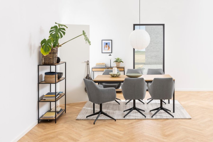 ACT NORDIC Seaford reol, m. 3 hylder - natur vild eg papir og sort metal