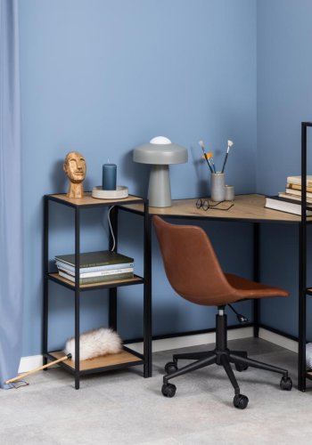 ACT NORDIC Seaford reol, m. 2 hylder - natur vild eg papir og sort metal