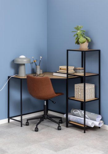 ACT NORDIC Seaford reol, m. 3 hylder - natur vild eg papir og sort metal