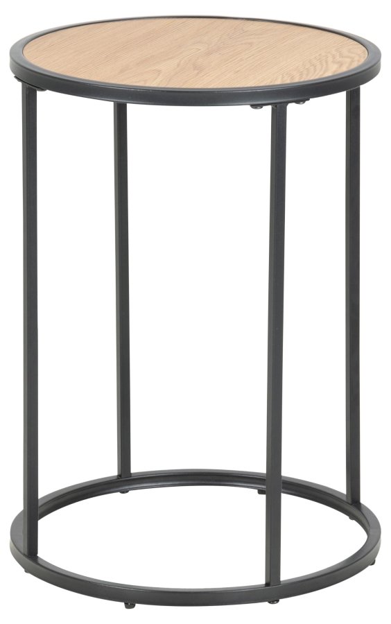 ACT NORDIC Seaford hjrnebord, rund - natur vild eg papir og sort metal (40)